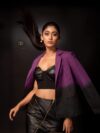Purple-Black Ombre Linen Blazer