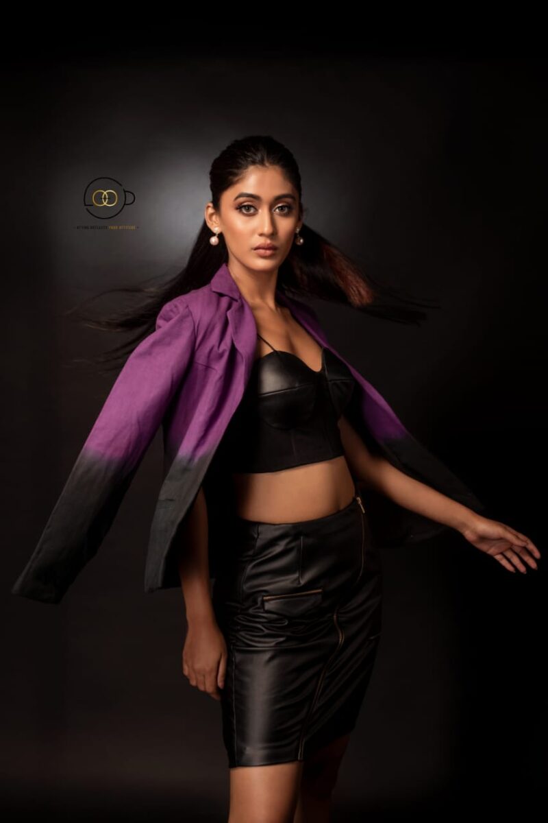 Purple-Black Ombre Linen Blazer - Image 3