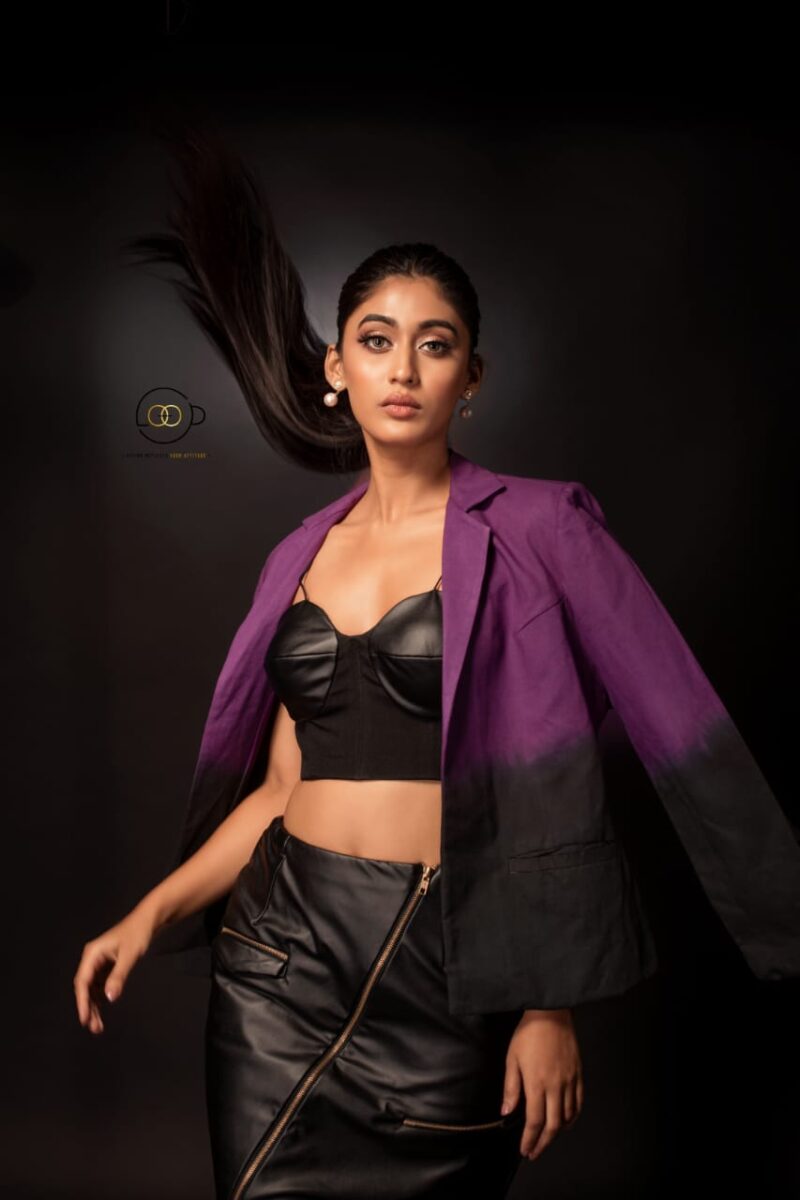 Purple-Black Ombre Linen Blazer