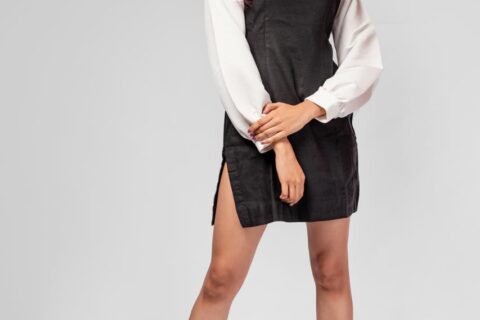 White and Black One-Piece Dress