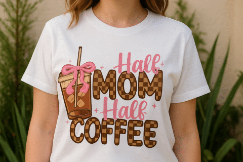 Funny Classic T-Shirt – Half Mom Half Coffee Graphic Tee