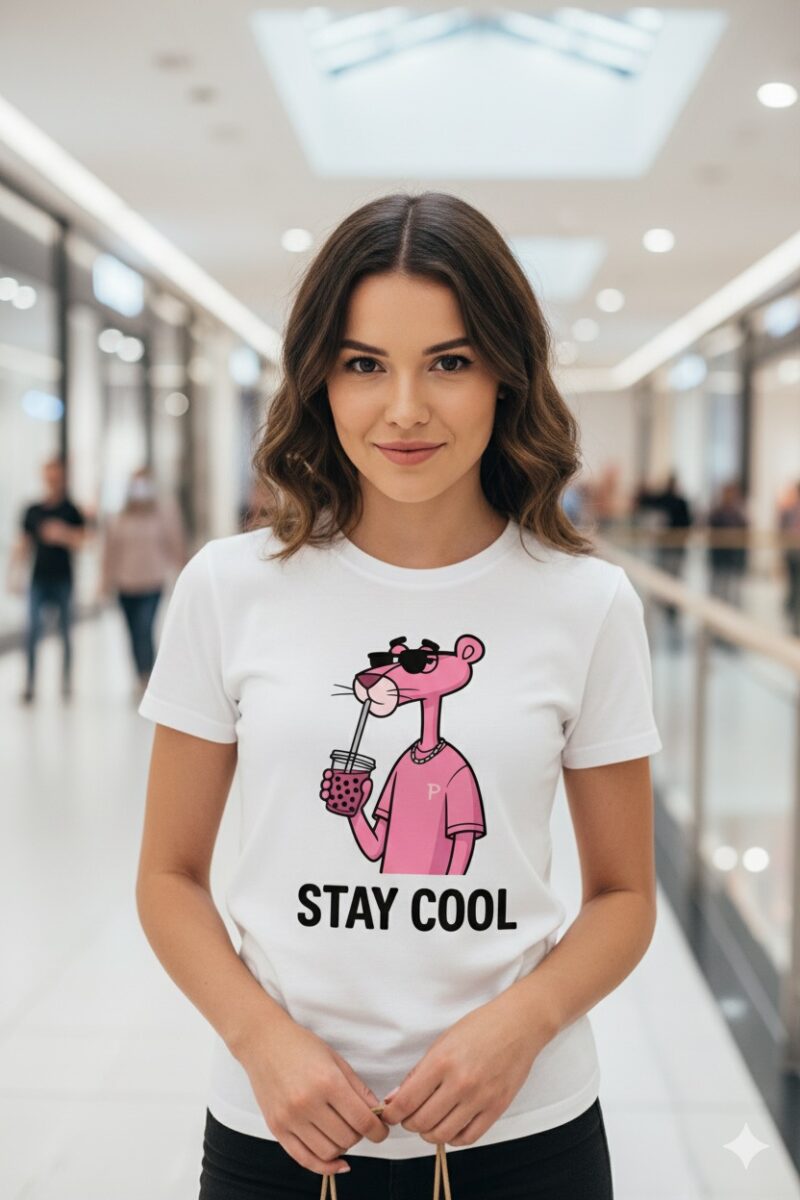 Oversized Pink Panther Graphic T-Shirt – Stay Cool Print | Cotton Casual Tee - Image 3