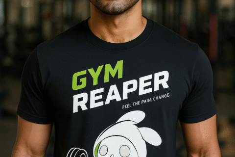 Oversized Comfortable Cotton Tee – Gym Reaper Print