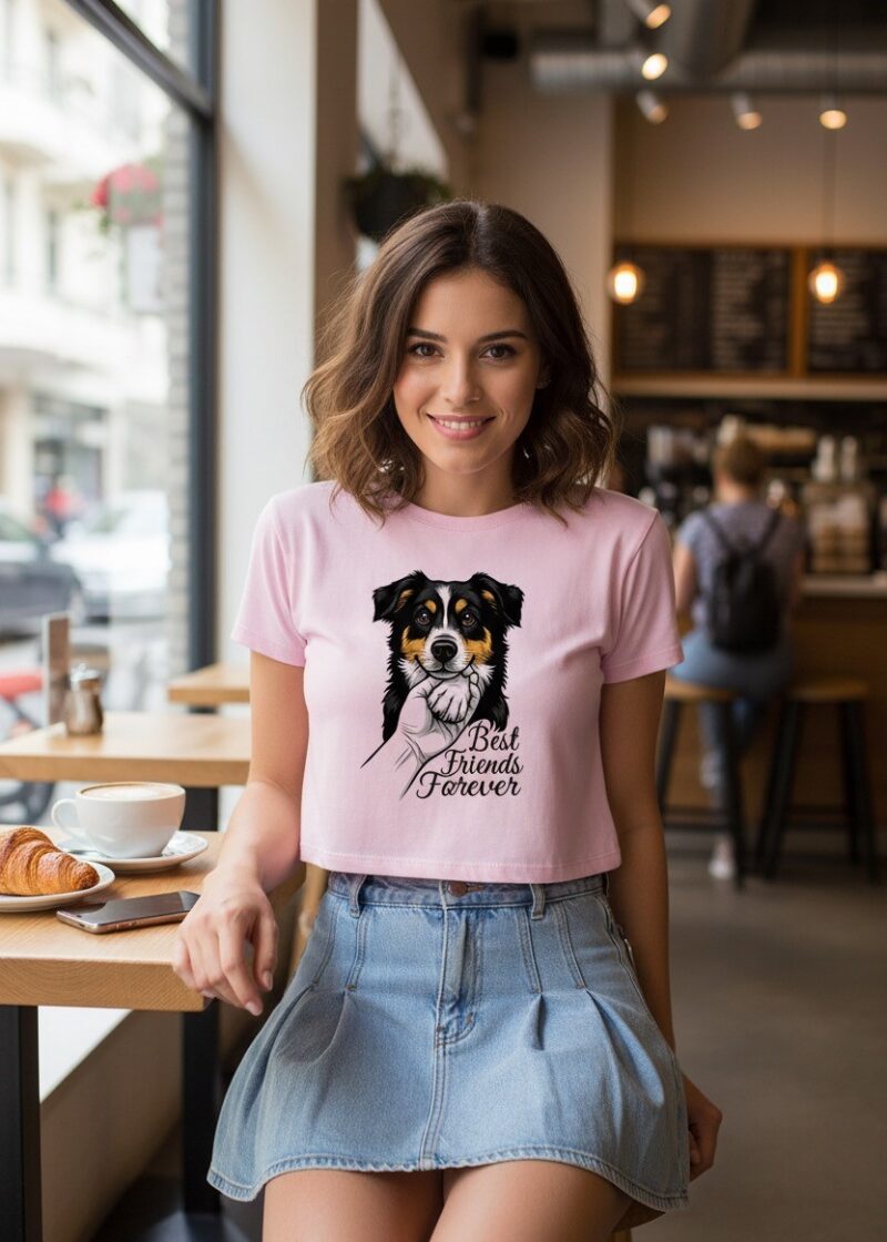 Premium Cotton Australian Shepherd Cropped T-Shirt for Women - Image 3