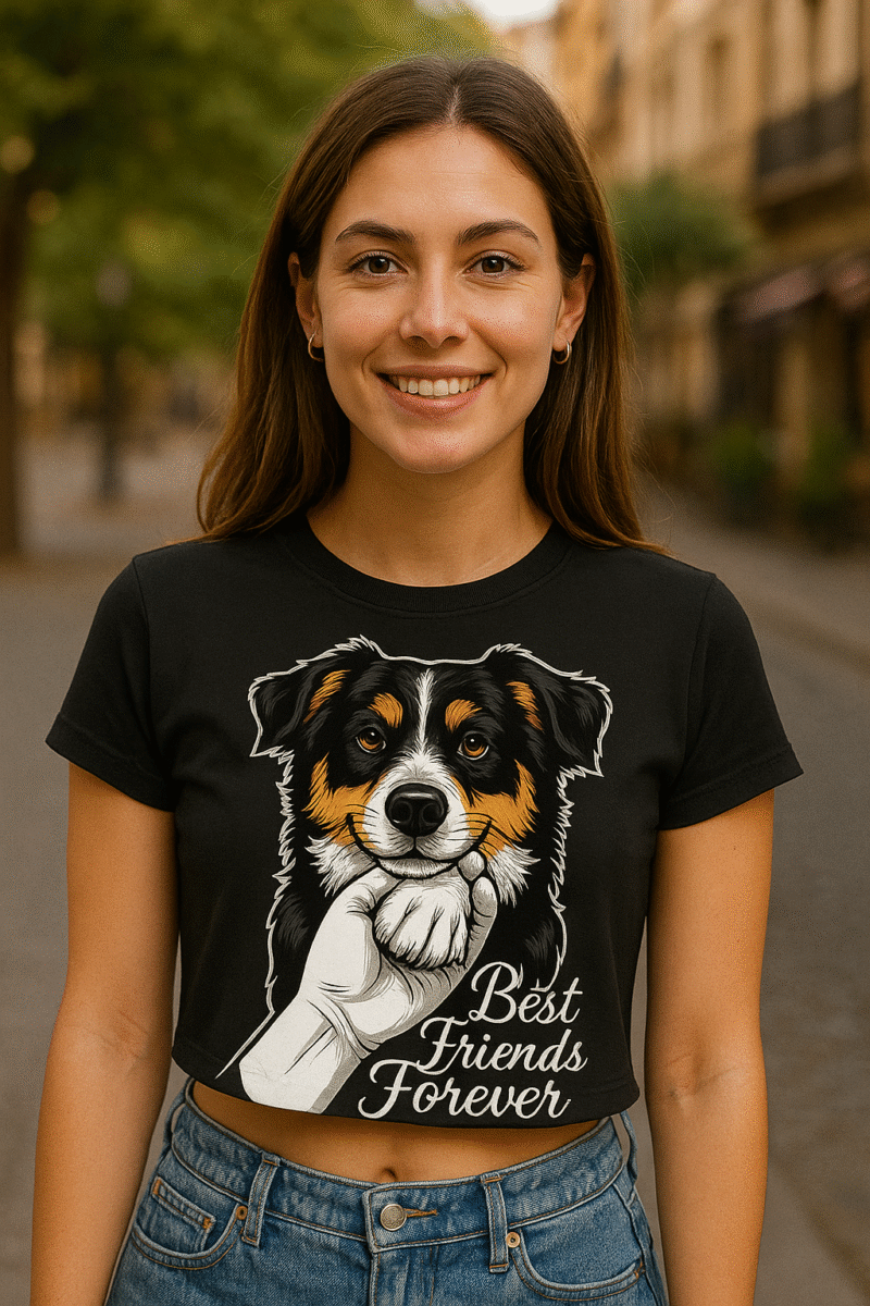 Premium Cotton Australian Shepherd Cropped T-Shirt for Women
