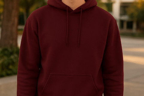 Minimal Form Men’s Hoodie – Oversized Maroon Aesthetic